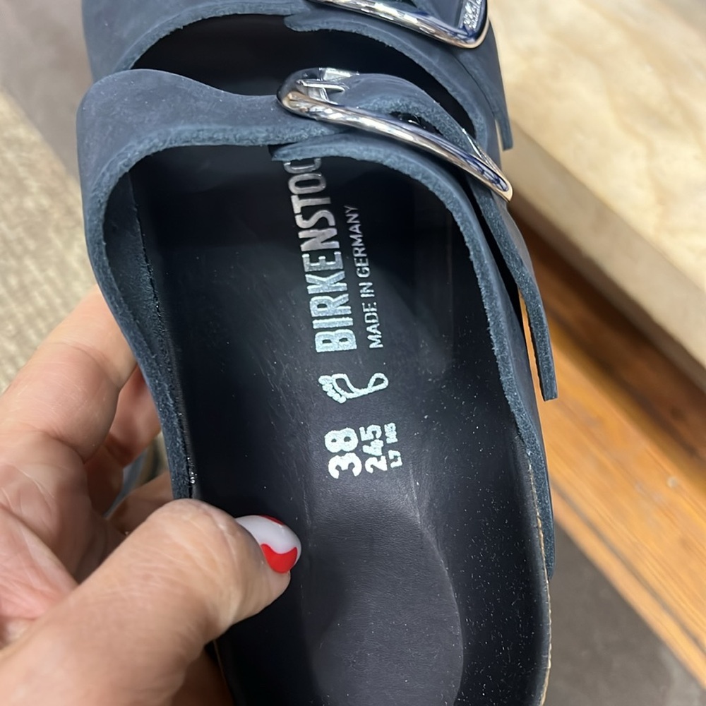 Birkenstock Black Sandals with Silver Buckles - Picture 3 of 4
